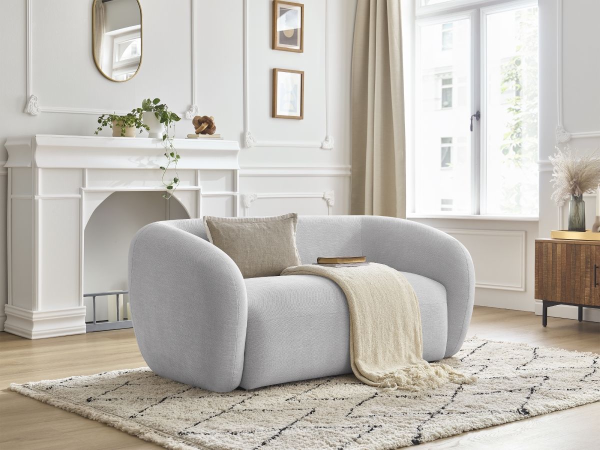 Bobochic Celine Sofa 2-Sitzer Stoff Hellgrau