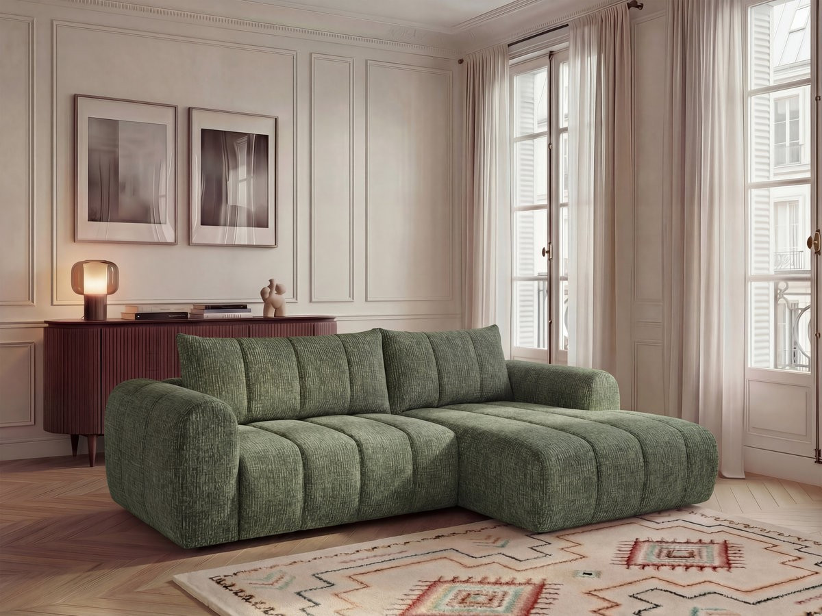 Bobochic Nesty Ecksofa 272 cm Melange-Stoff Hellgrün Ecke rechts
