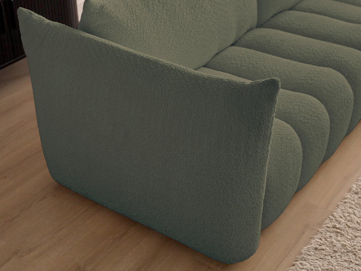Bobochic Azra Sofa 3-Sitzer Bouclé-Stoff Grün