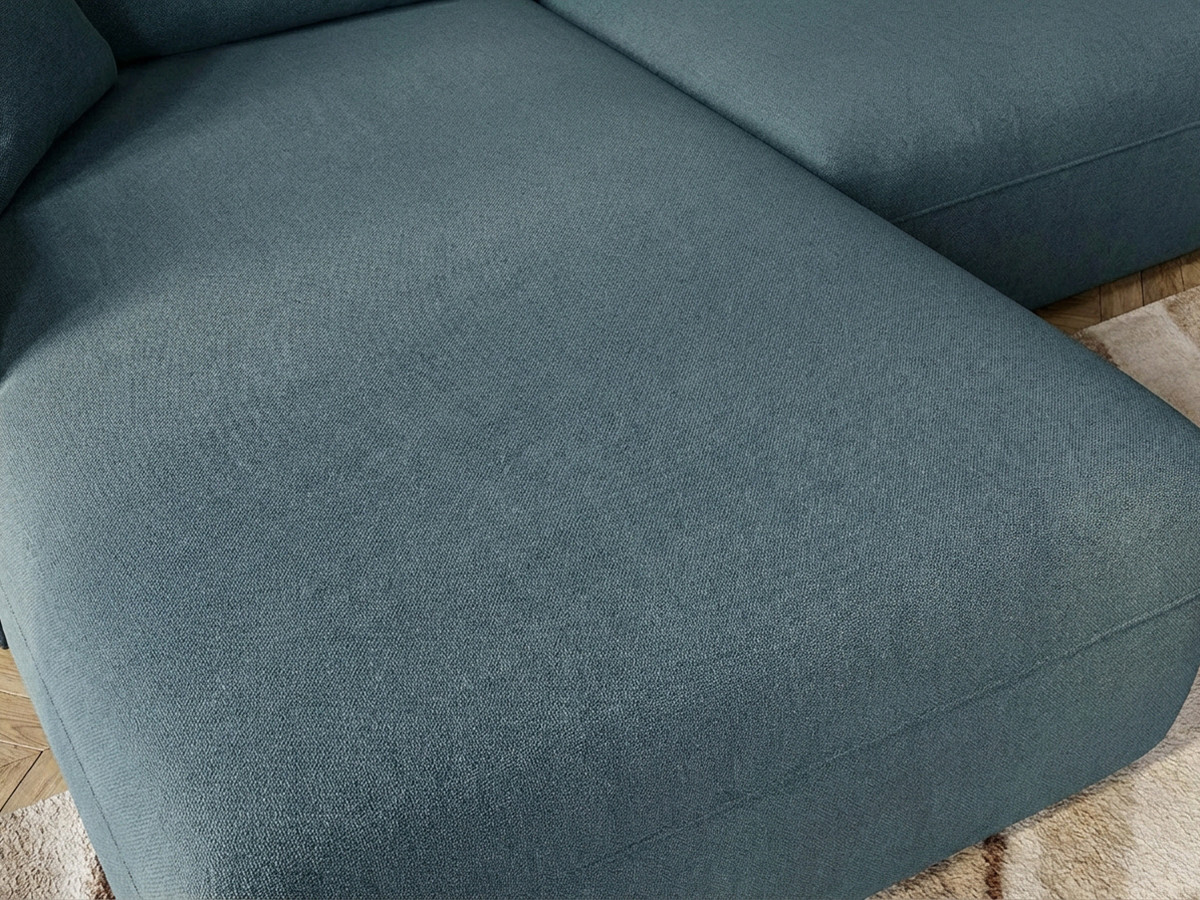 Bobochic Luigi Ecksofa mit Pouf Strukturstoff Blau Ecke links