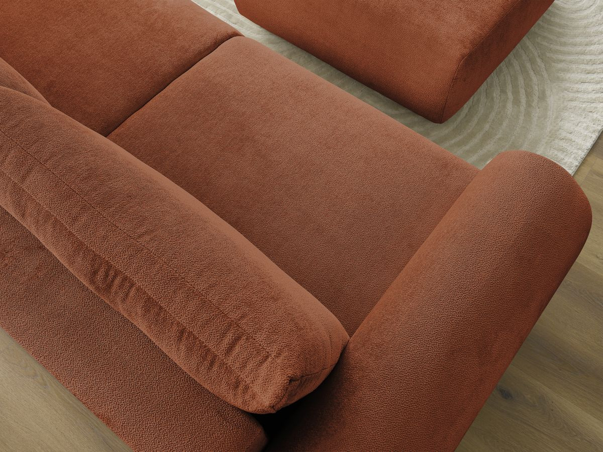 Bobochic Lucien Schlafsofa 4-Sitzer mit Bettkasten und Pouf Stoff Orange