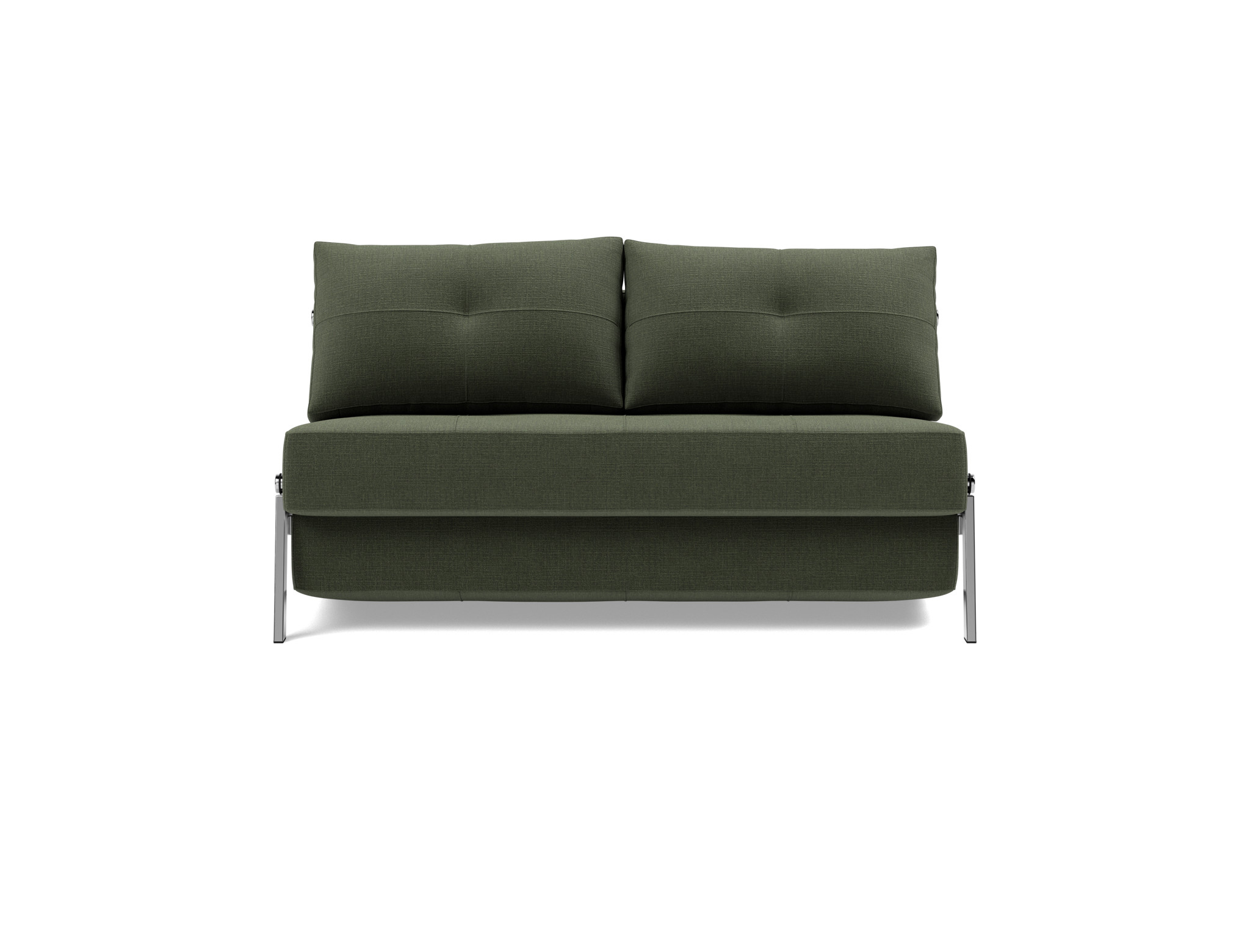 Schlafsofa Cubed 140 Chenille Esina 413-Olive-Green Beine Chrom