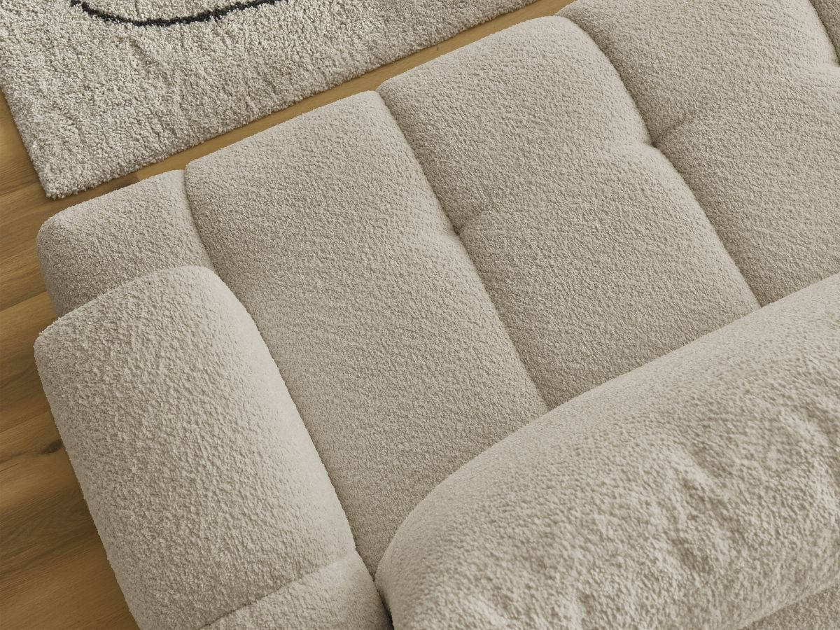Bobochic Fuji Ecksofa mit Schlaffunktion und Bettkasten 292 × 160 cm Bouclé-Stoff Beige Ecke links