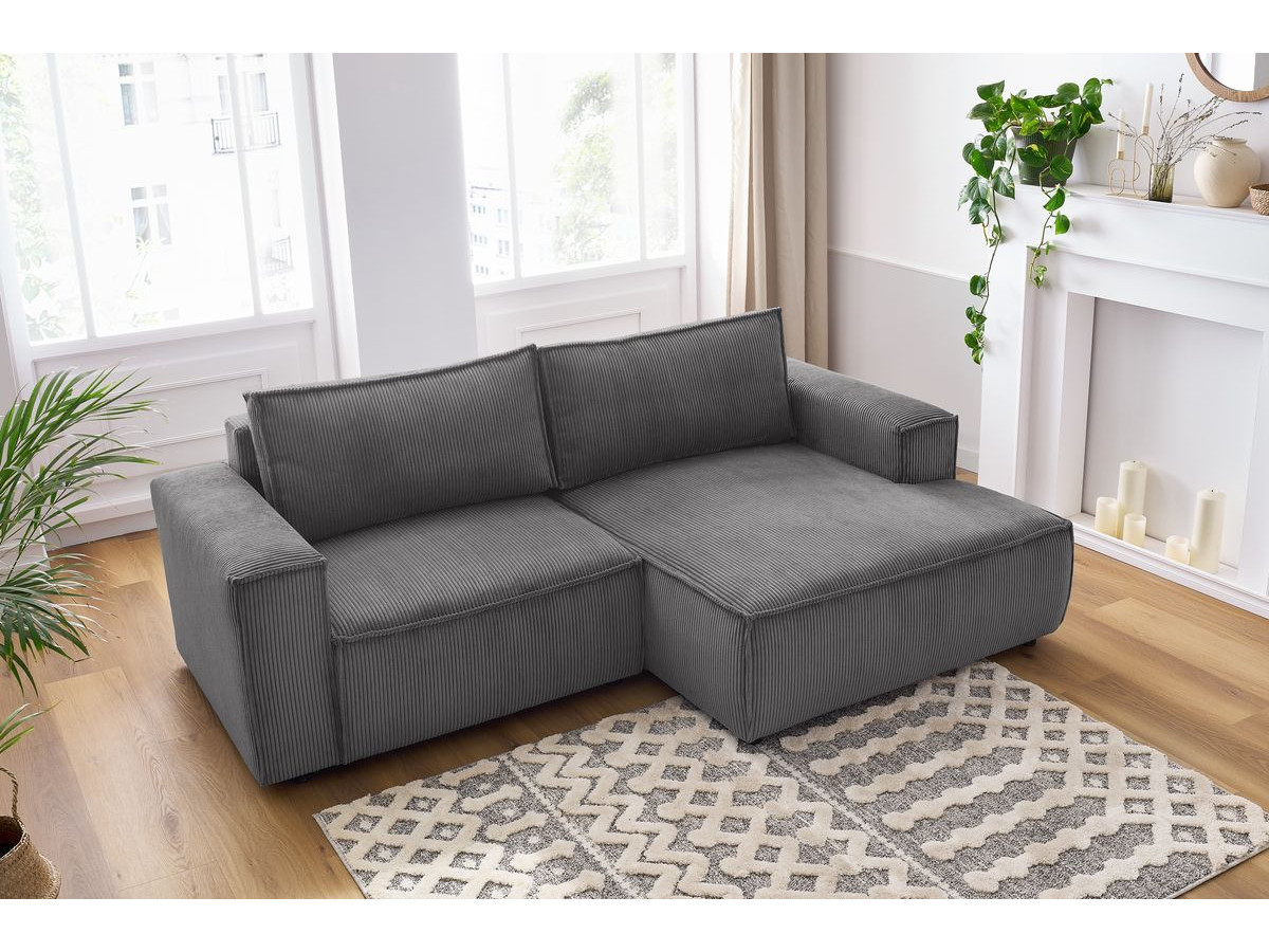 Bobochic Nihad Ecksofa Cordsamt Dunkelgrau Ecke rechts