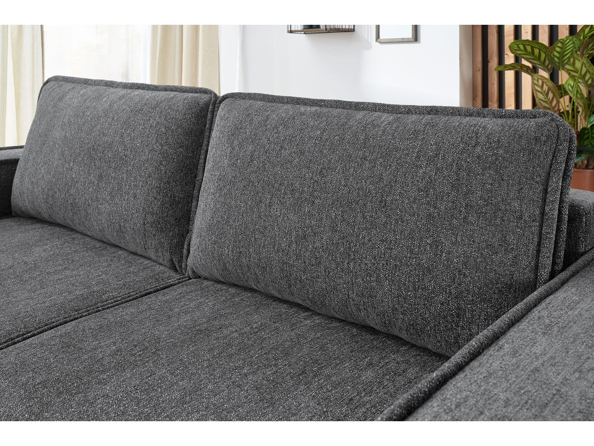 Bobochic Emile Schlafsofa 3-Sitzer mit Bettkasten Melange-Stoff Dunkelgrau