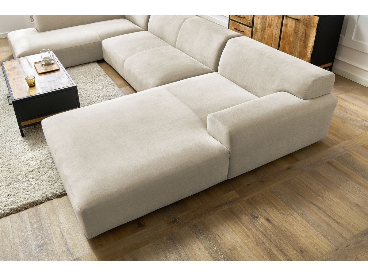 Bobochic Lavena Wohnlandschaft 399 × 220 cm Samt Beige Ecke rechts