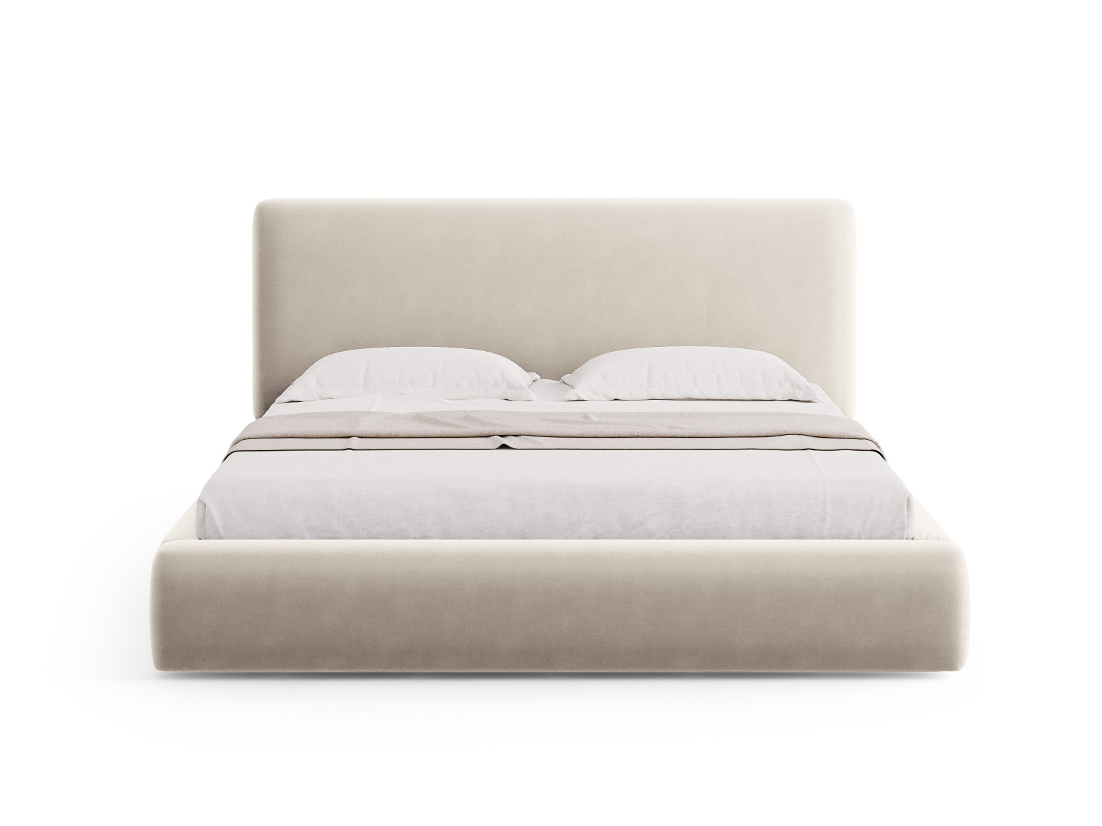 Cosmopolitan Design Stauraumbett mit Kopfteil Colonel 200x200 Samt Riviera Beige