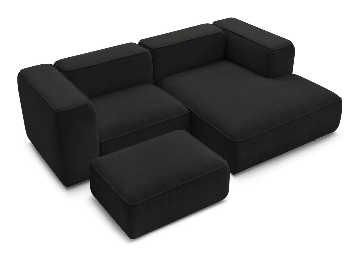 Bobochic Zephyr Ecksofa mit Pouf 260 × 165 cm Strukturstoff Schwarz Ecke rechts