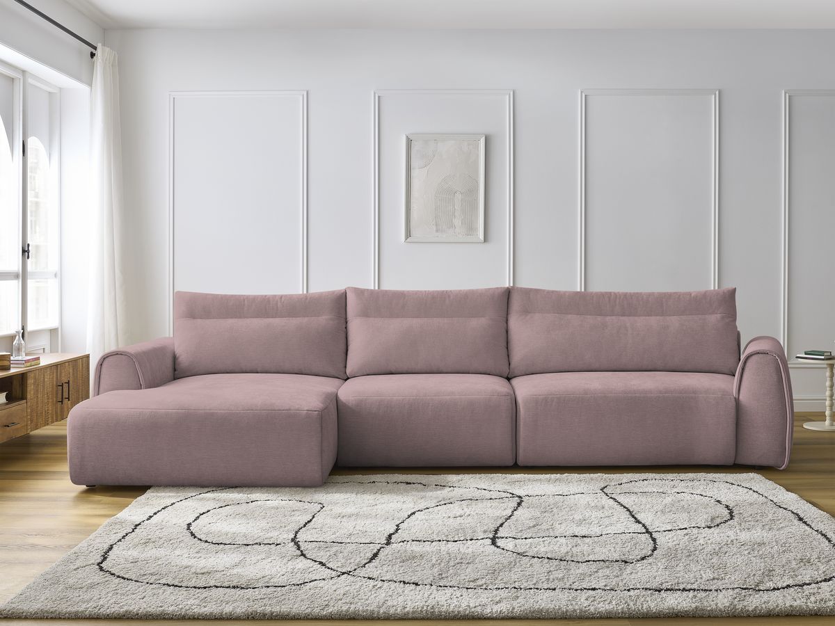Bobochic Aden Ecksofa 386 × 152 cm Stoff Rosa Ecke links