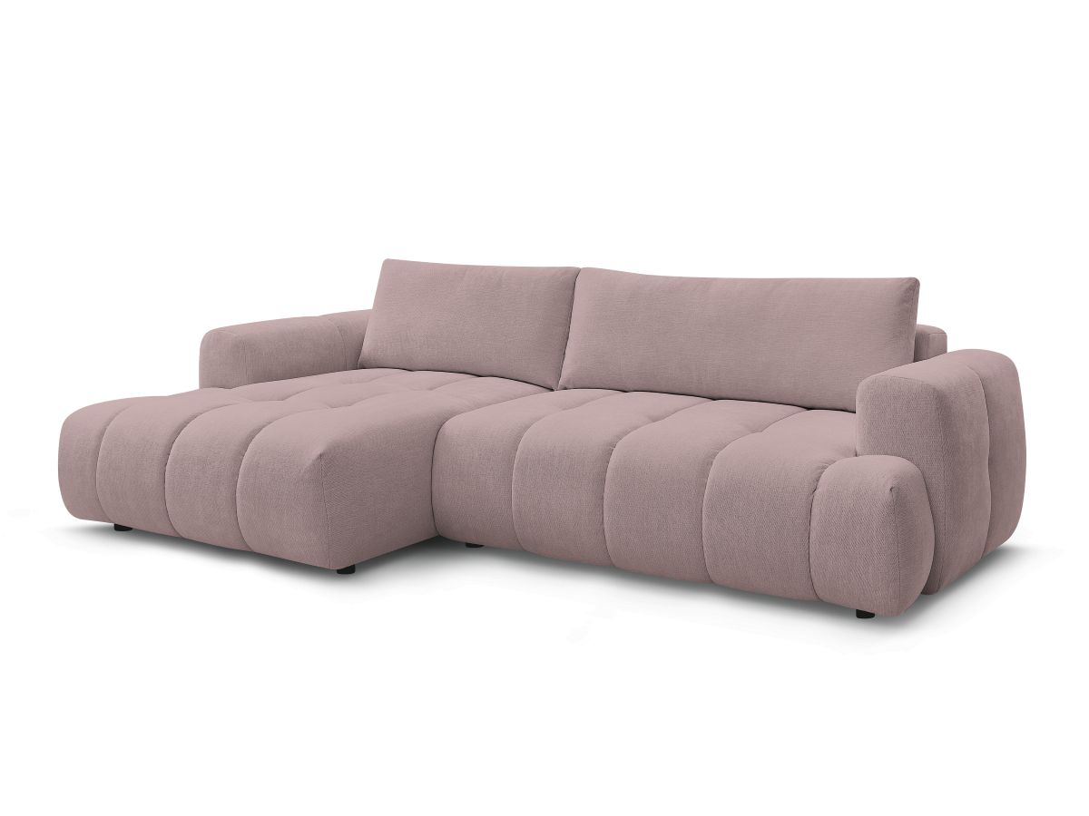 Bobochic Fuji Ecksofa mit Schlaffunktion und Bettkasten 292 × 160 cm Stoff Rosa Ecke links