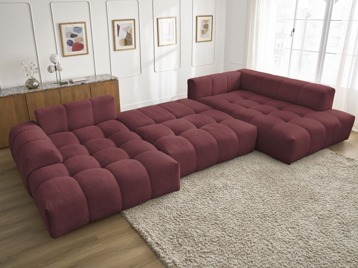 Bobochic Everest Wohnlandschaft, 6 Kissen Melange-Stoff Rot Ecke links