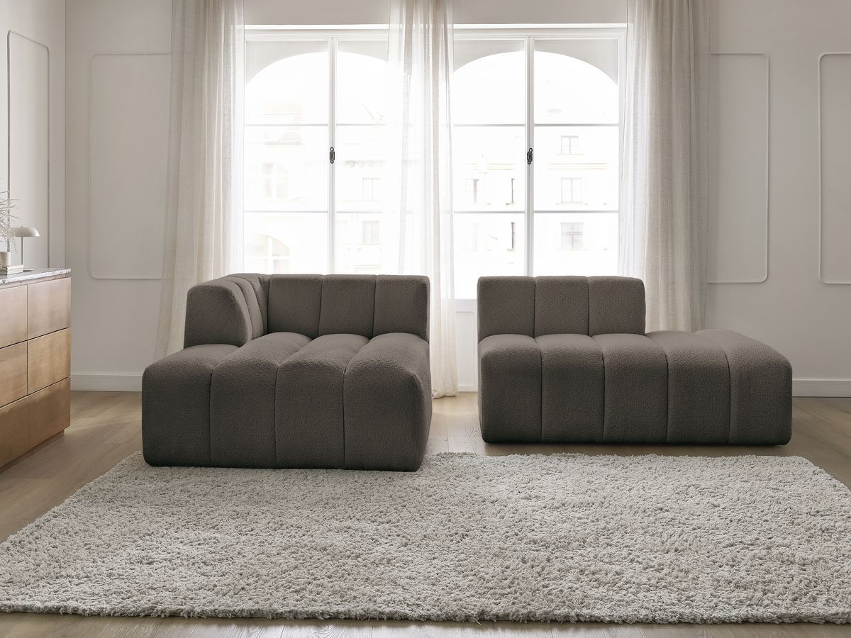 Bobochic Annecy Ecksofa Bouclé-Stoff Braun Ecke links