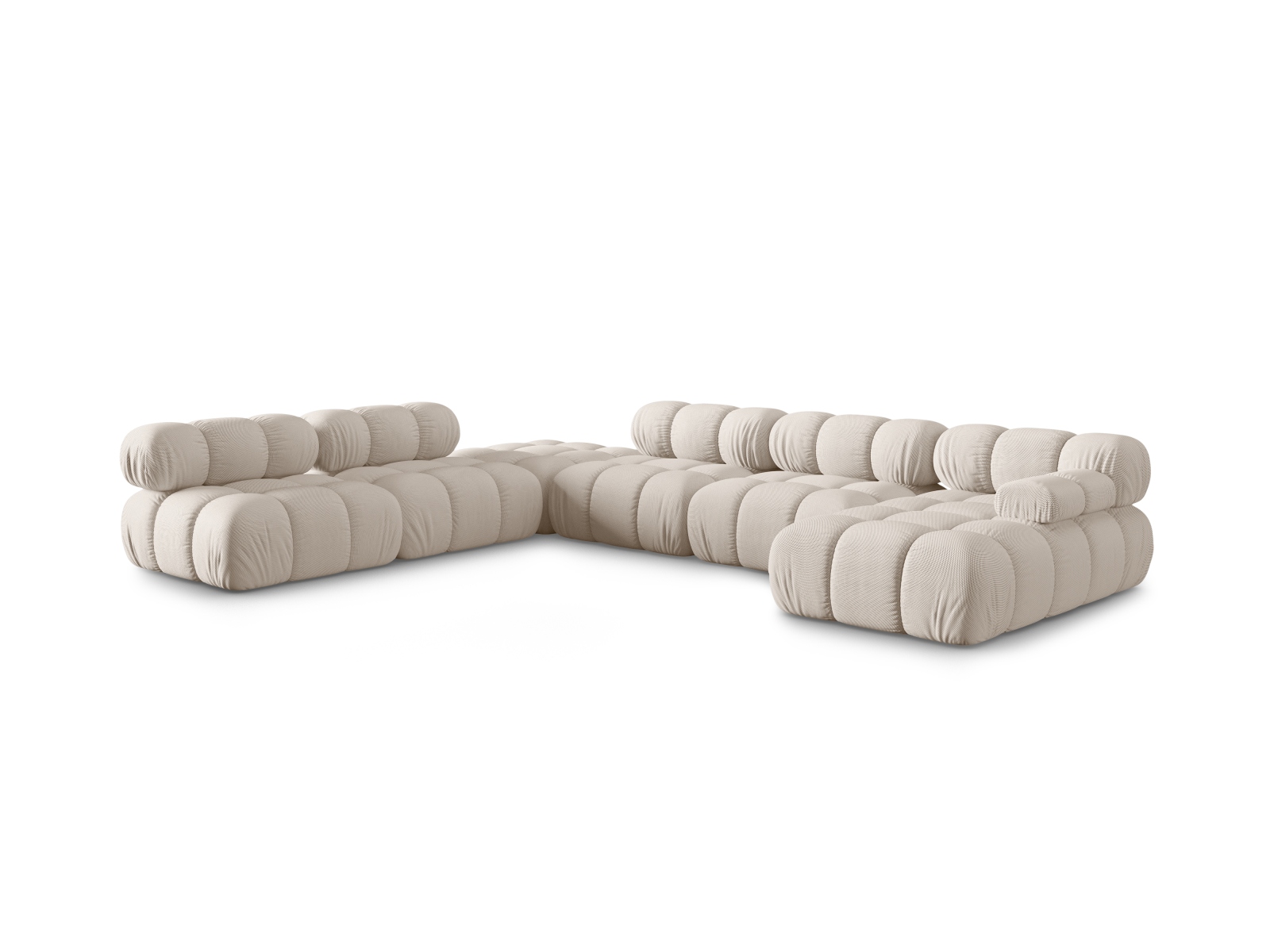 Micadoni Modulares Panorama Ecksofa Bellis 7-Sitzer Links 3D-Stoff Sonic Helles Beige