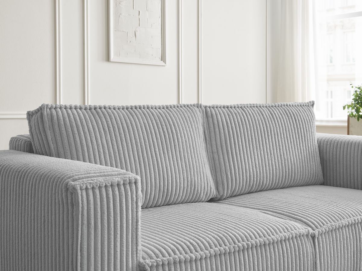 Bobochic Chelsea Sofa 2-Sitzer Breitcord weich Hellgrau