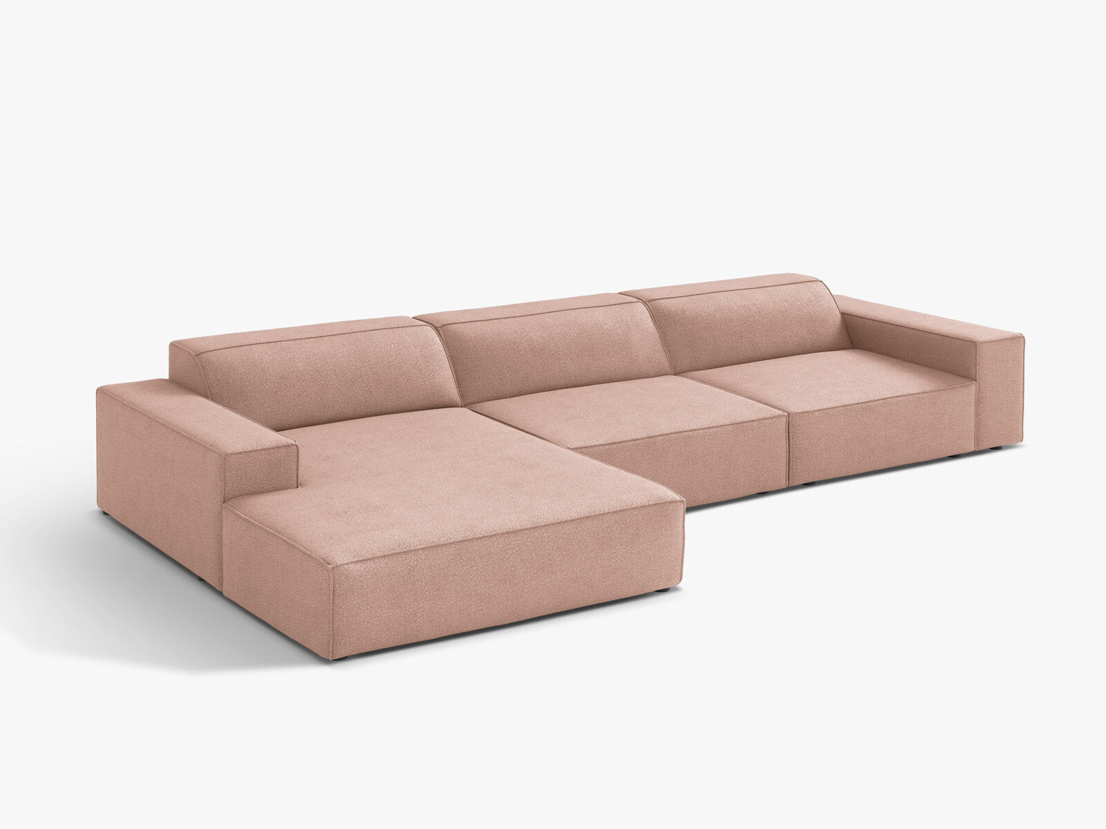 Micadoni Ecksofa Jodie 4-Sitzer Links Boucle Baloo Puderrosa