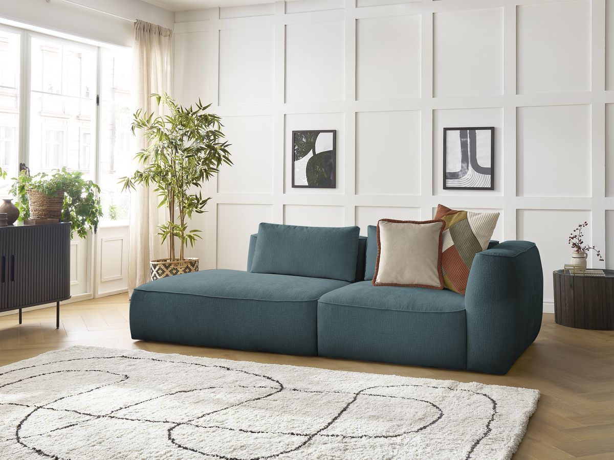 Bobochic Leopold Sofa 3-Sitzer Strukturstoff Dunkelblau Armlehne rechts