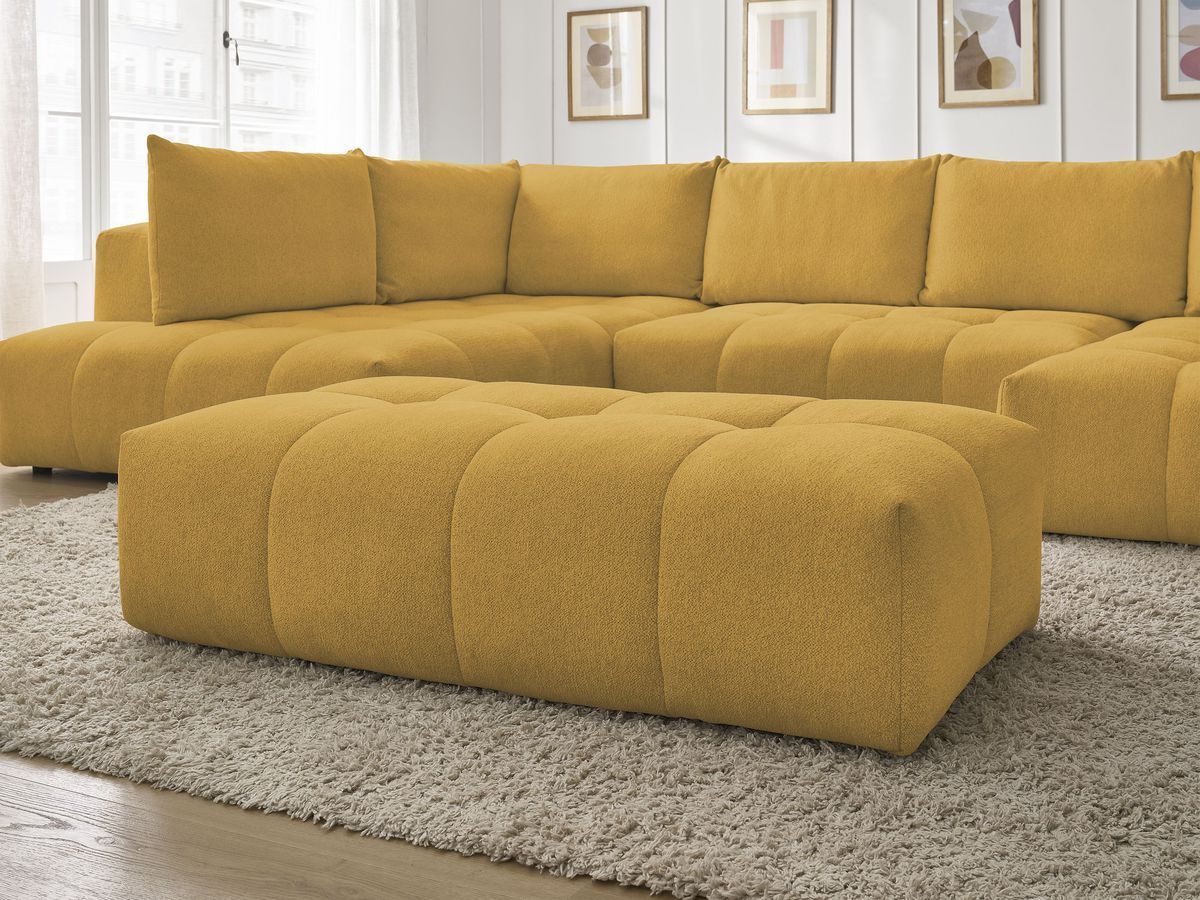 Bobochic Everest Wohnlandschaft mit Pouf, 6 Kissen Melange-Stoff Gelb Ecke rechts