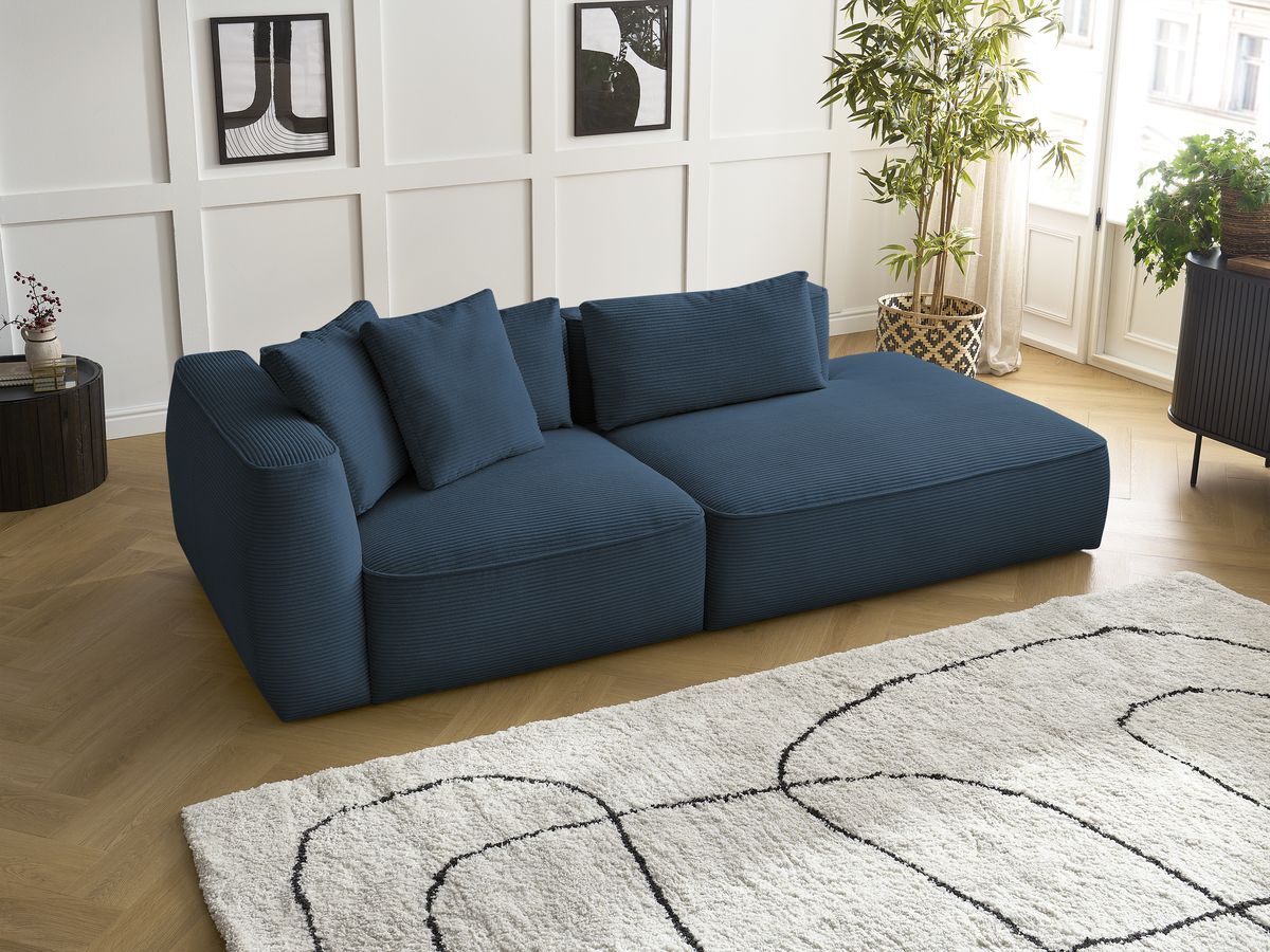 Bobochic Leopold Sofa 3-Sitzer Cordsamt Dunkelblau Armlehne links