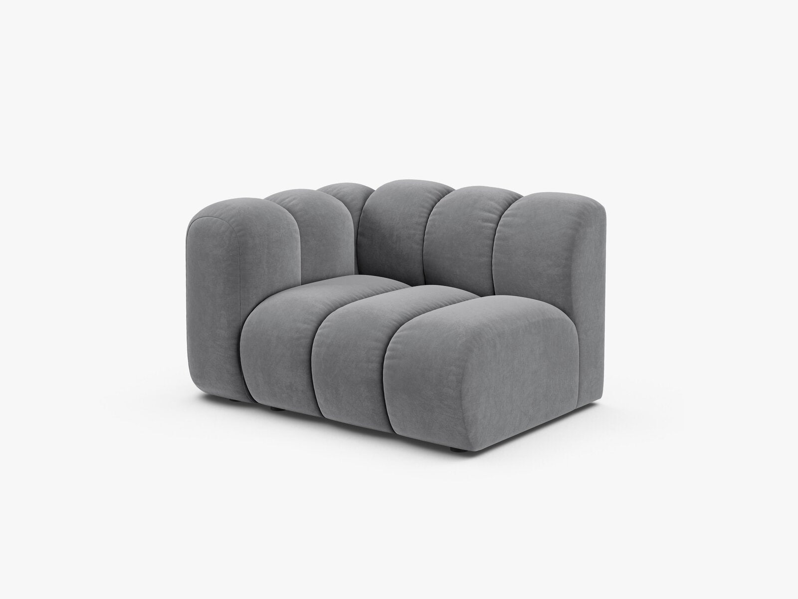 Micadoni Modul Lupine 1-Sitzer Links Samt Salvador Grau