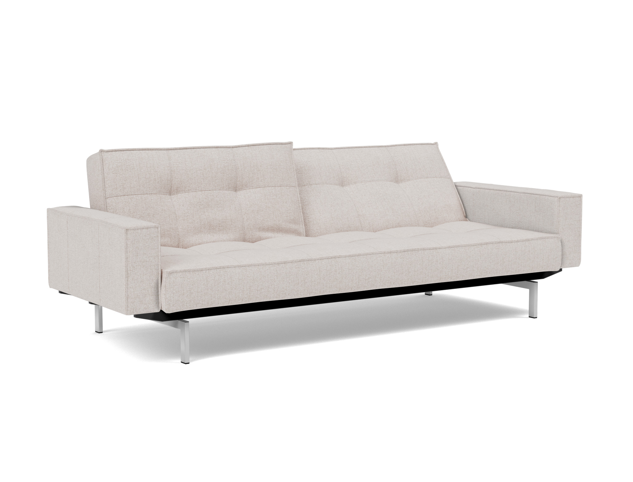 Schlafsofa Splitback mit Armlehnen Strukturierter Stoff Weda 300-Weda-Sand Beine Chrom