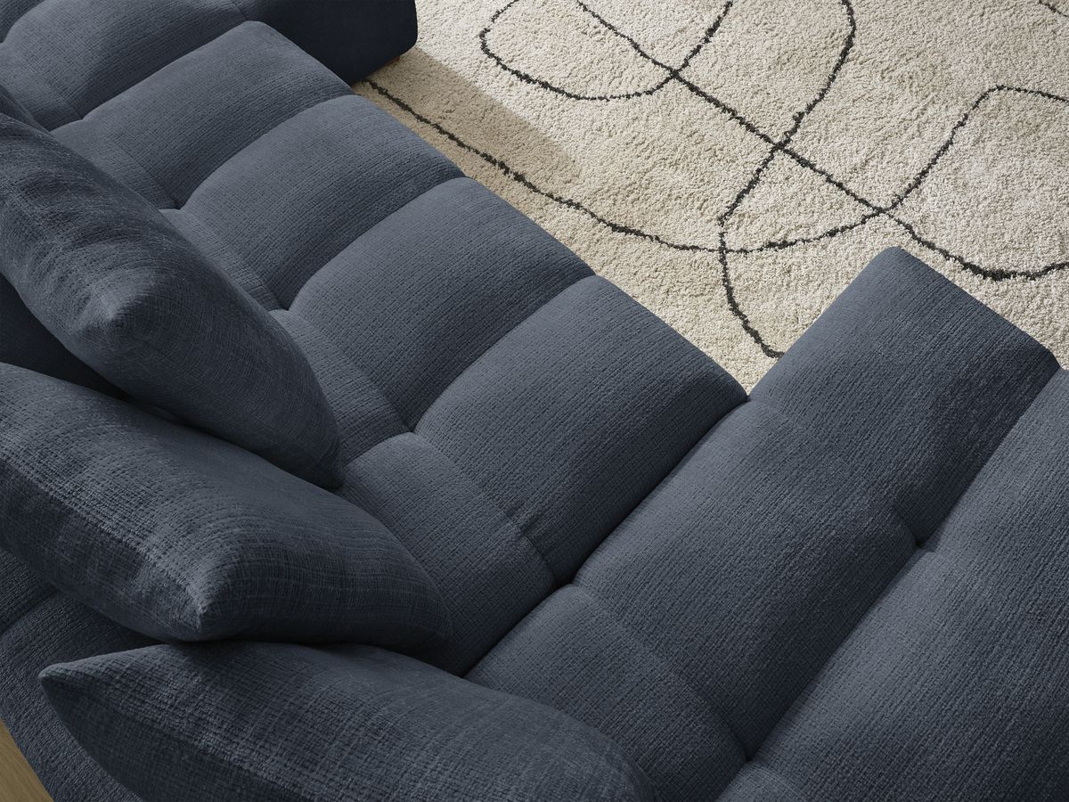 Bobochic Anakin Wohnlandschaft, 10 Kissen Strukturstoff Dunkelblau