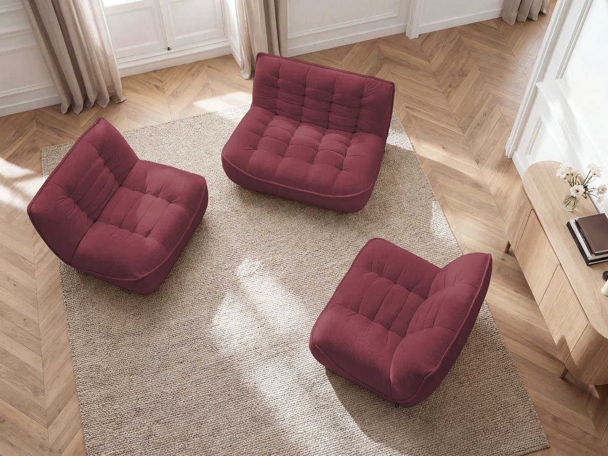 Bobochic Serena Sofa 4-Sitzer Melange-Stoff Rot