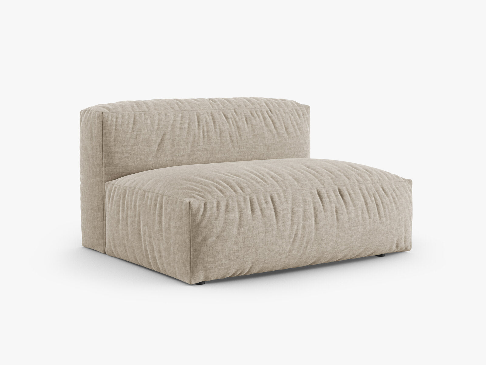 Micadoni Eckmodul mit Armlehne Martina 1-Sitzer Groß 90cm Sitztiefe Rechts Strukturierter Stoff Boston Helles Beige