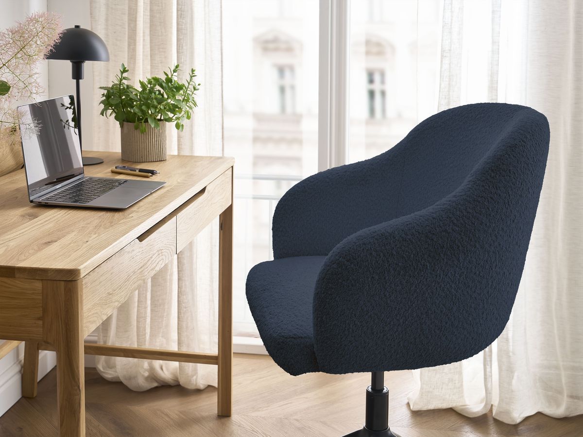 Bobochic Sophie Bürostuhl Bouclé-Stoff Dunkelblau