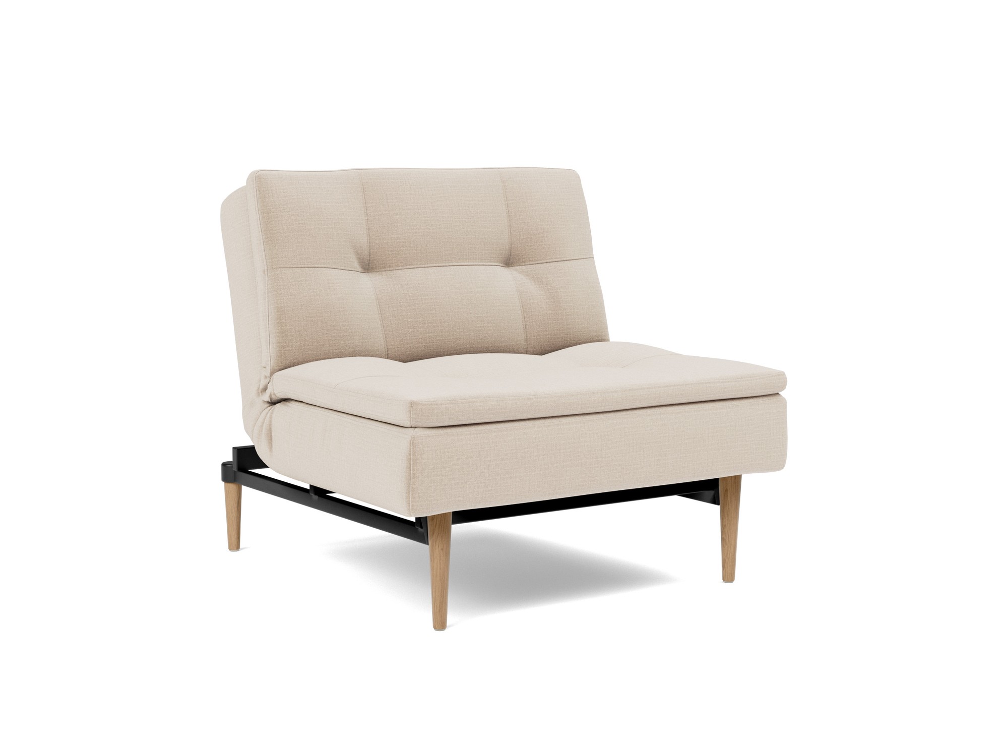Sessel Dublexo Chenille Esina 410-Almond-Beige Beine Styletto Eiche hell