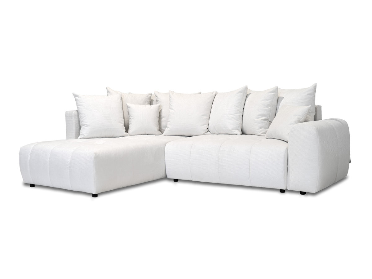 Bobochic Roxelane Ecksofa mit Schlaffunktion und Bettkasten Melange-Stoff Weiß Ecke links