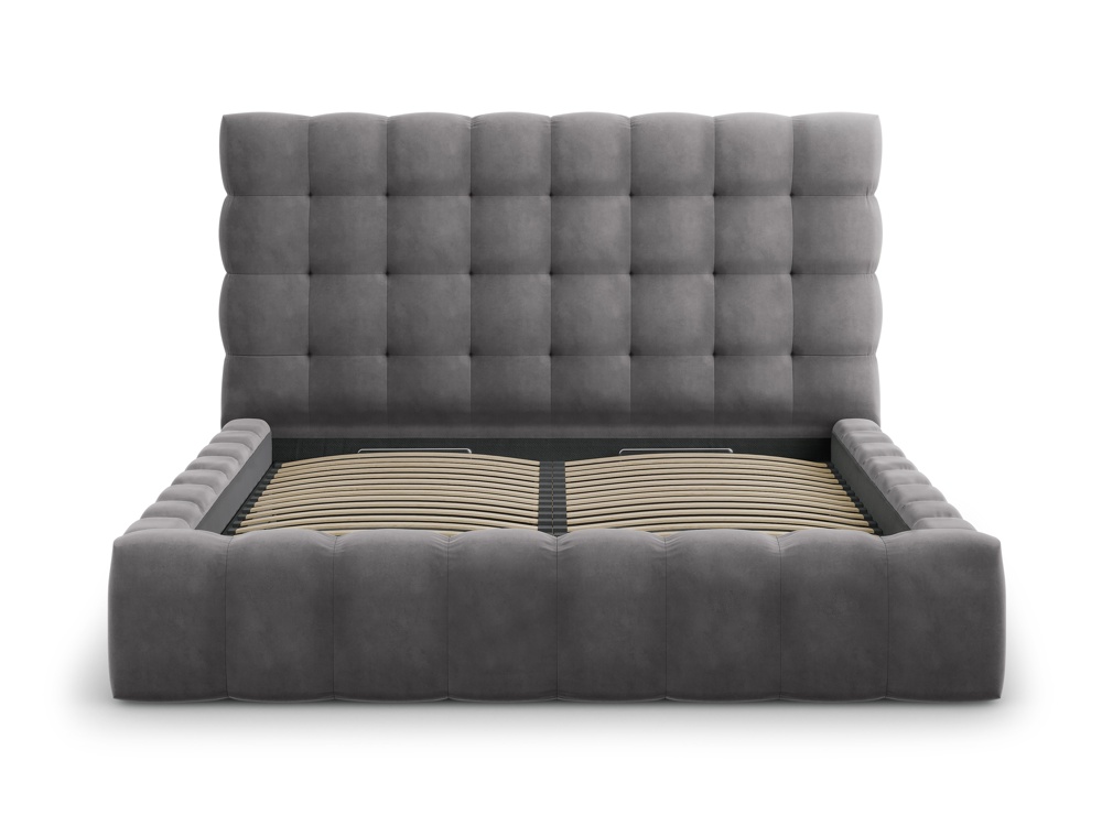 Cosmopolitan Design Stauraumbett mit Kopfteil Bali 140x200 Samt Bluvel Grau