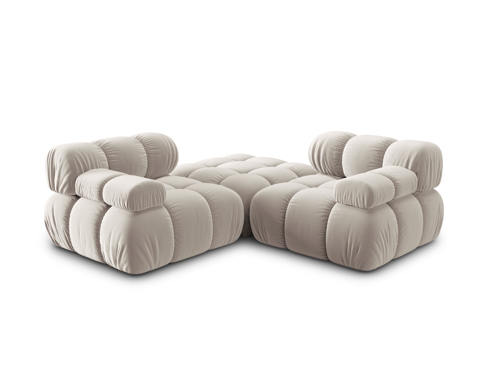 Micadoni Modulares Sofa Bellis 3-Sitzer mit flachem Modul Samt Bluvel Dunkelbeige