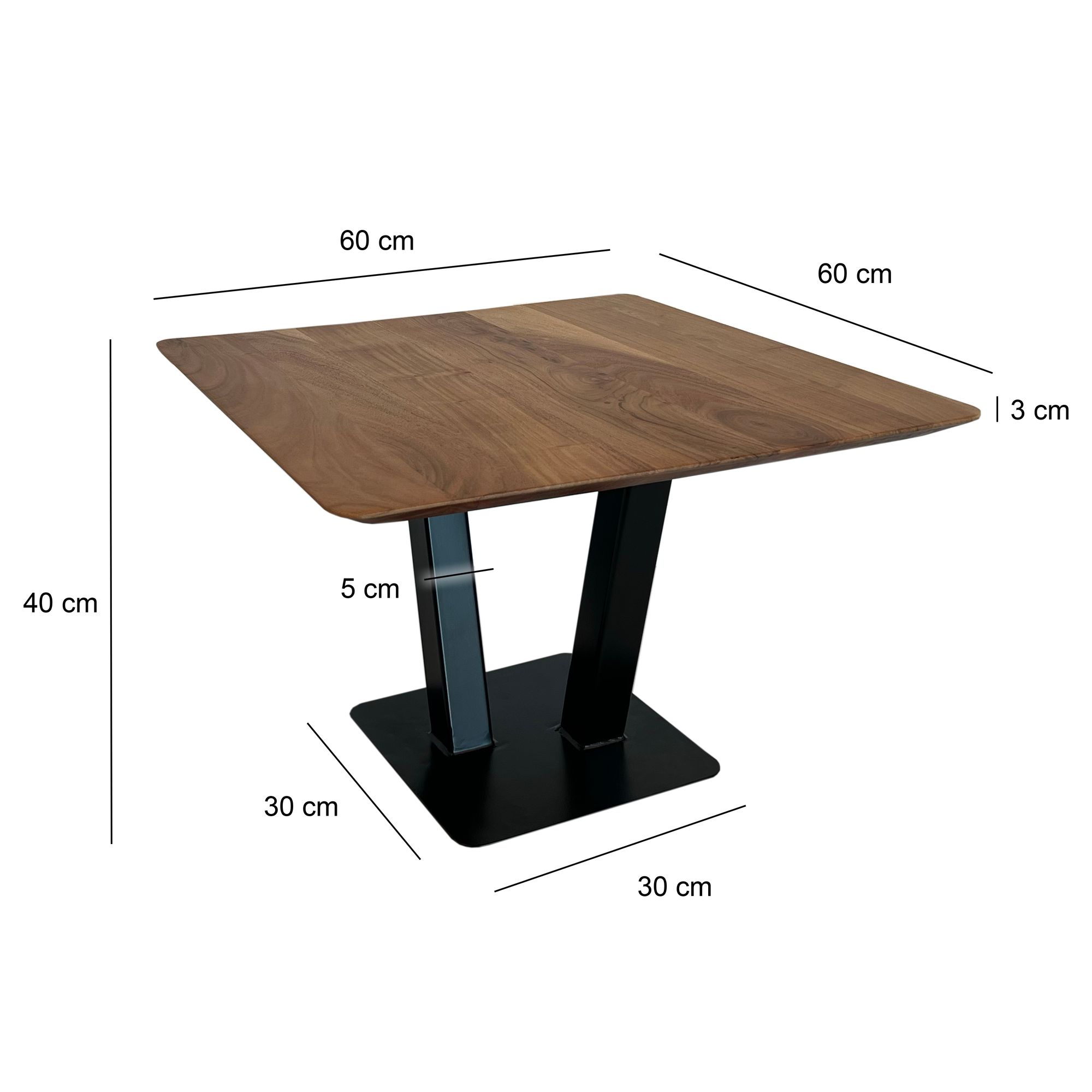 Couchtisch Hjelme Massivholz Akazie 60 × 60 × 40 cm