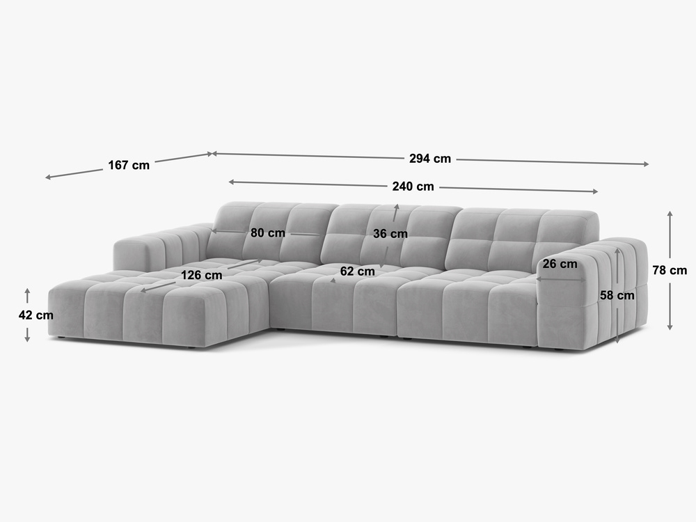 Cosmopolitan Design Ecksofa Chicago 4-Sitzer Samt Venus Koralle Rechts