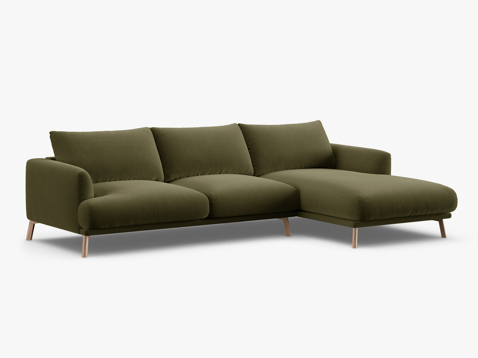 Micadoni Ecksofa Naomi 4-Sitzer Rechts Samt Salvador Grün