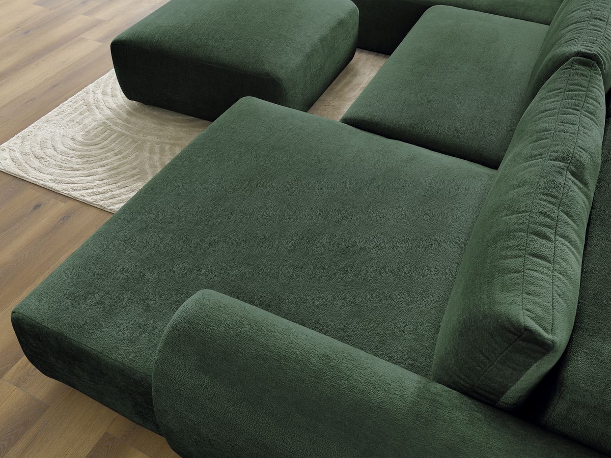 Bobochic Lucien Wohnlandschaft mit Pouf Stoff Grün Ecke rechts
