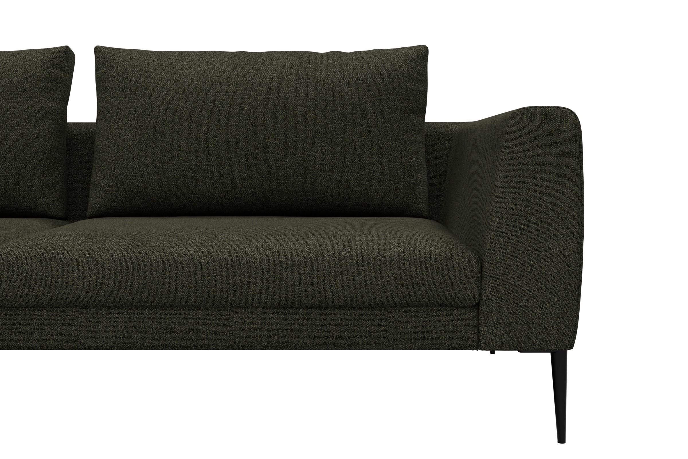 Ecksofa Paul Relax-Ecke links mit 2-Sitzer Boucle-Forest-Green