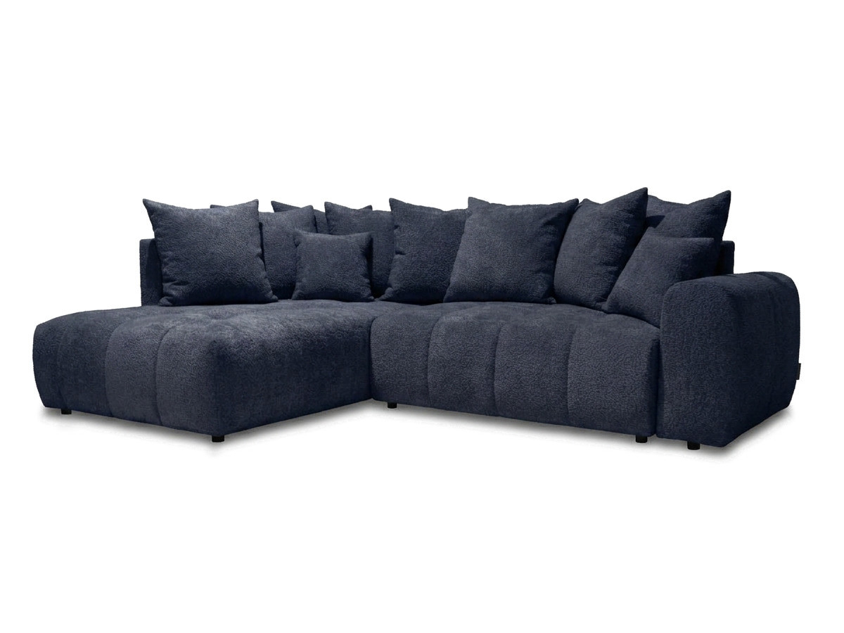 Bobochic Roxelane Ecksofa mit Schlaffunktion und Bettkasten Bouclé-Stoff Dunkelblau Ecke links