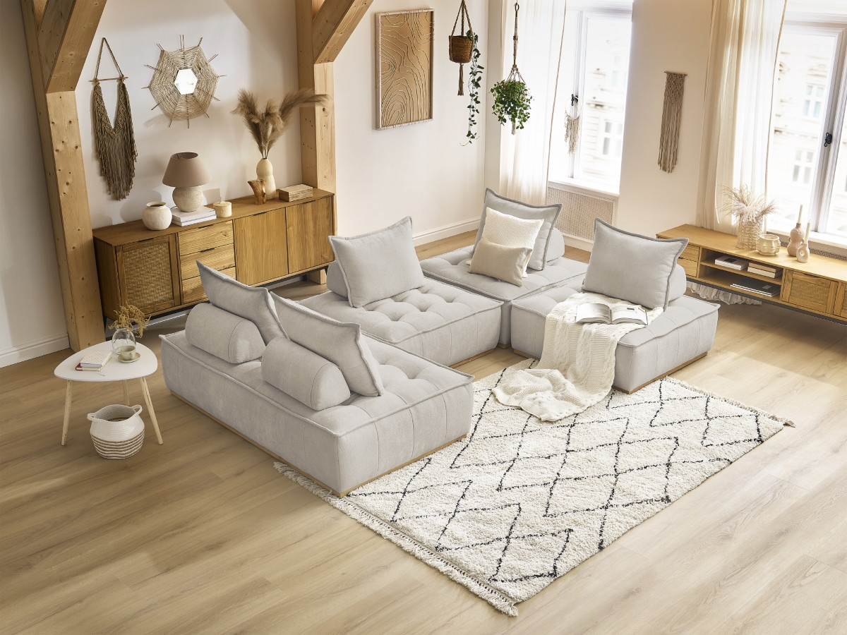 Bobochic Elisa Wohnlandschaft Strukturstoff Beige
