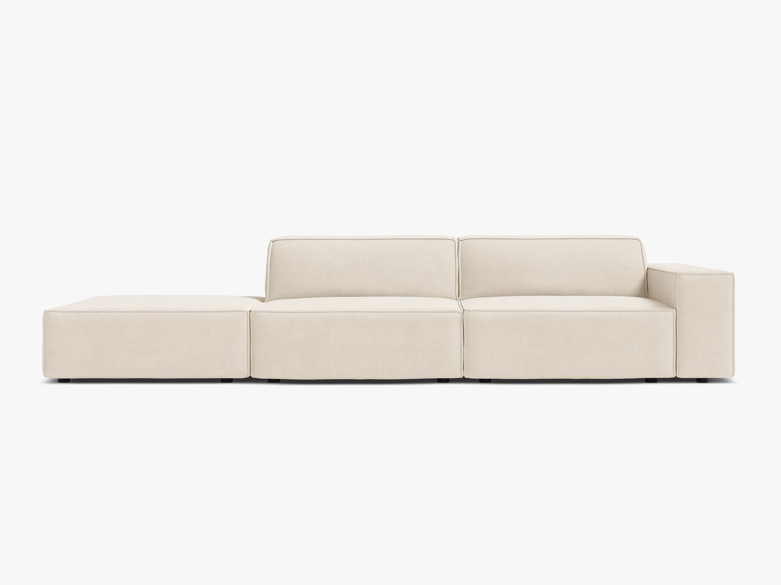 Micadoni Sofa Jodie 3-Sitzer Links Samt Bluvel Helles Beige