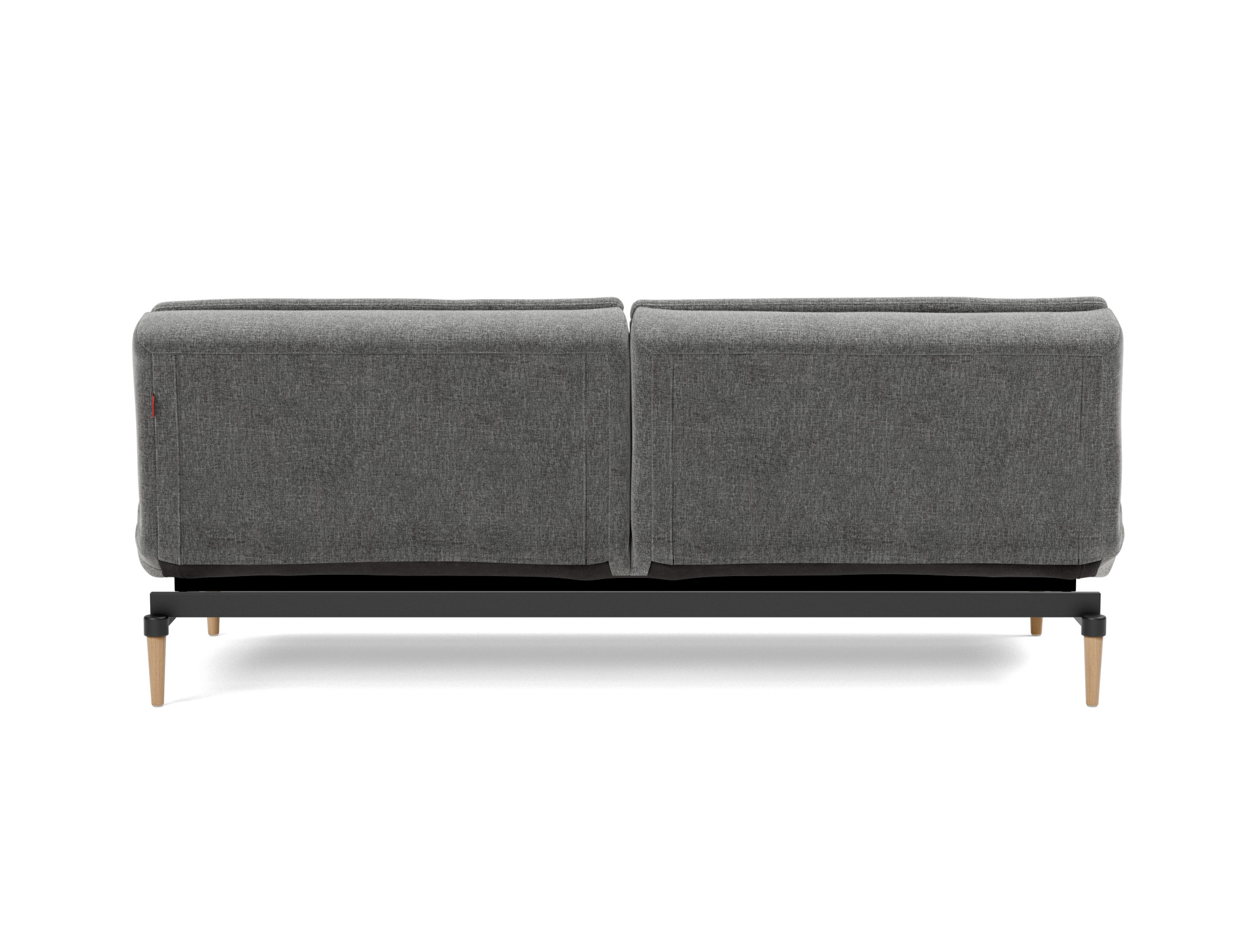 Schlafsofa Dublexo Strukturierter Stoff Twist 563-Charcoal Beine Styletto Eiche hell
