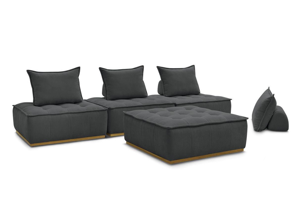 Bobochic Elisa Sofa 4-Sitzer Strukturstoff Dunkelgrau