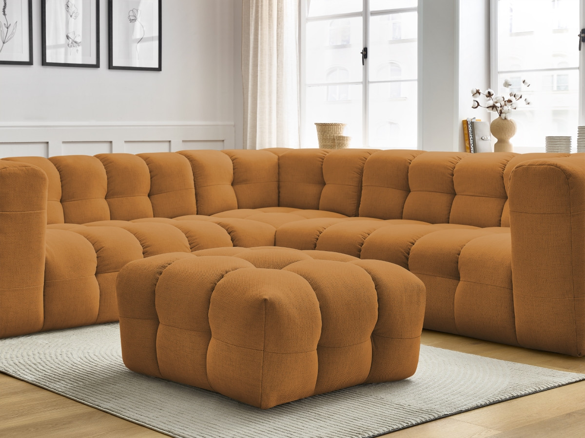 Bobochic Cloud Ecksofa mit Pouf 268 × 110 cm Stoff Gelb