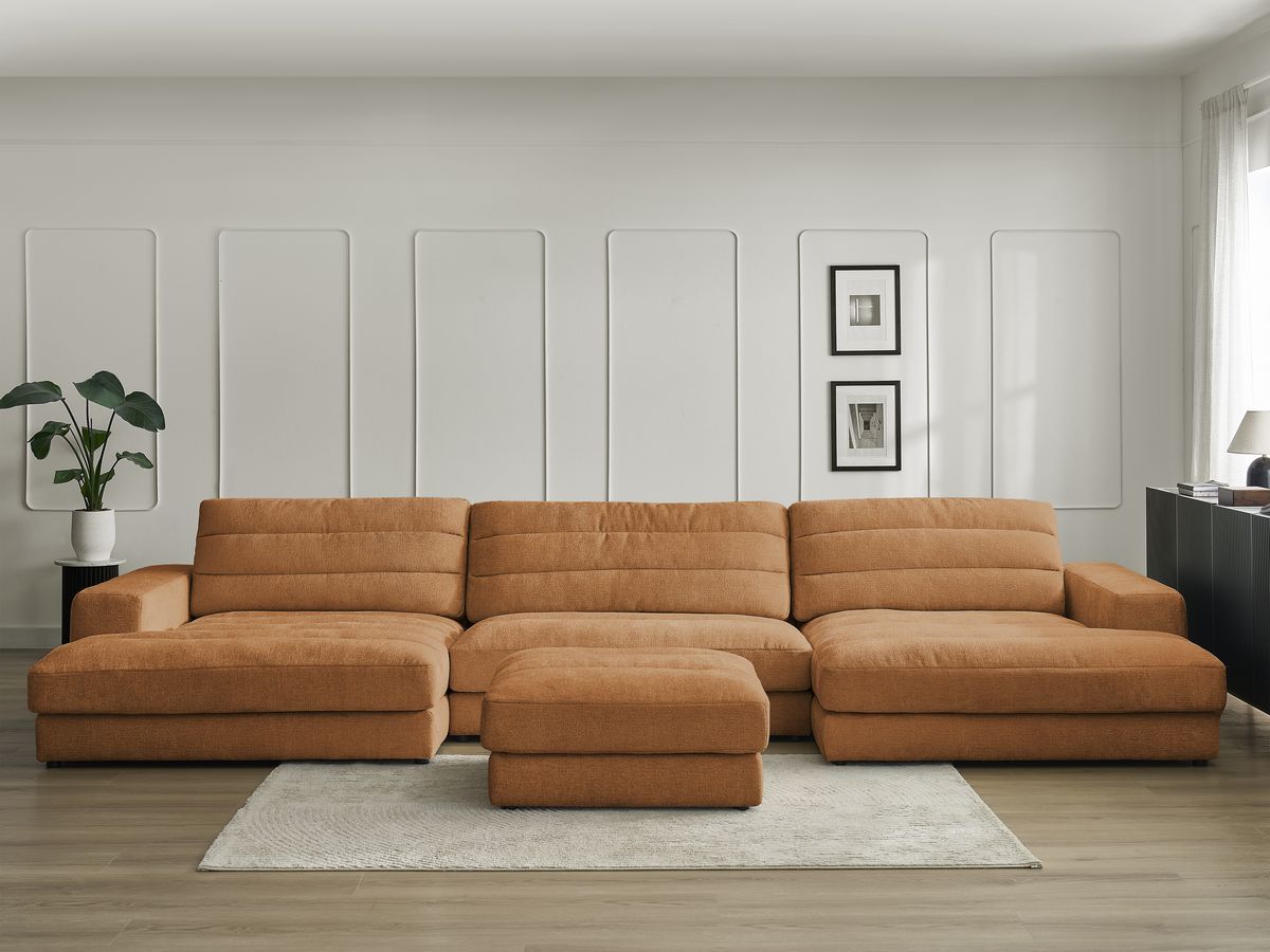 Bobochic Sierra Wohnlandschaft mit Pouf Strukturstoff Orange
