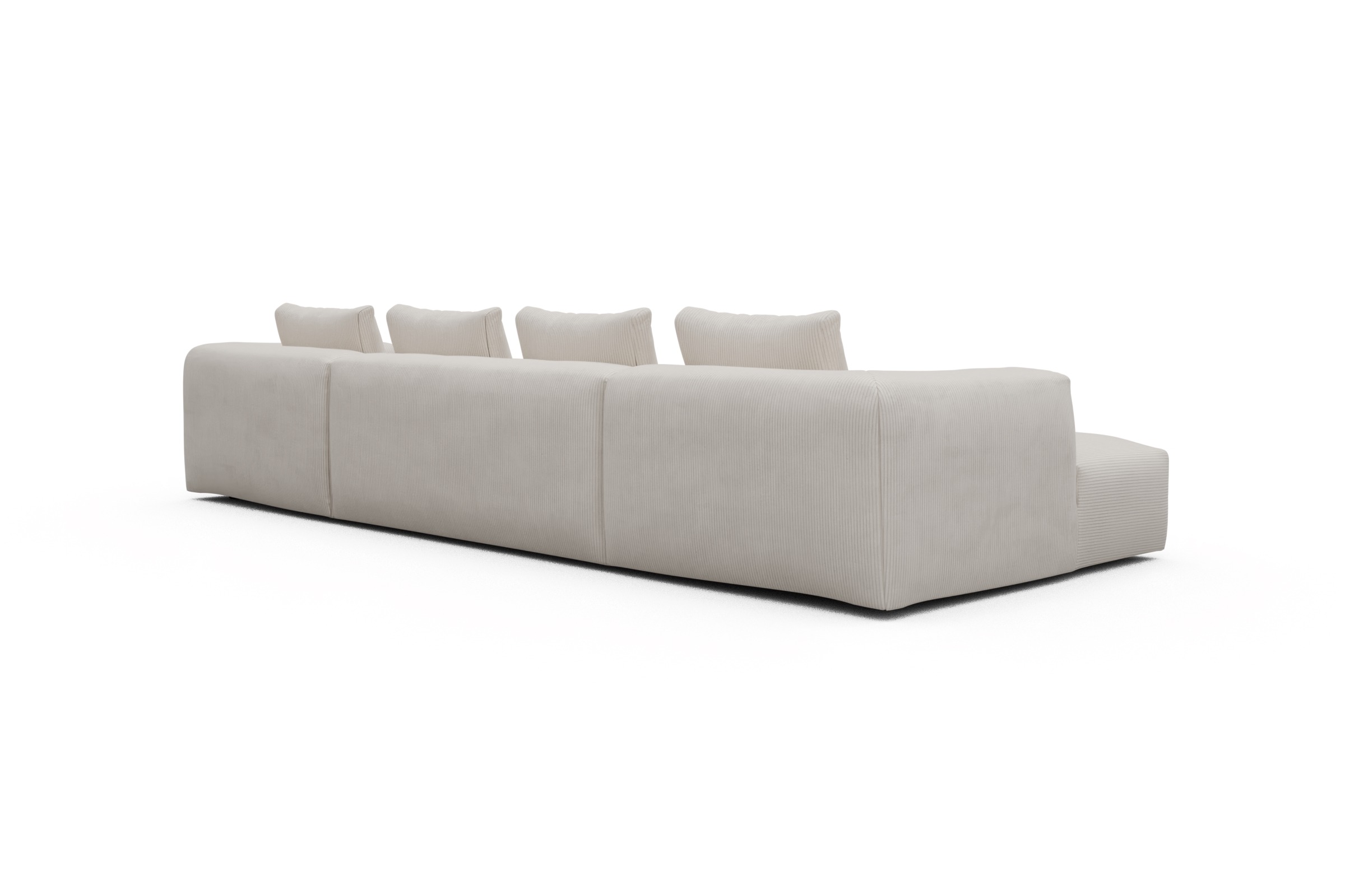 Wohnlandschaft Fred mit 2-Sitzer und Chaiselongue beidseitig Corduroy-Ivory