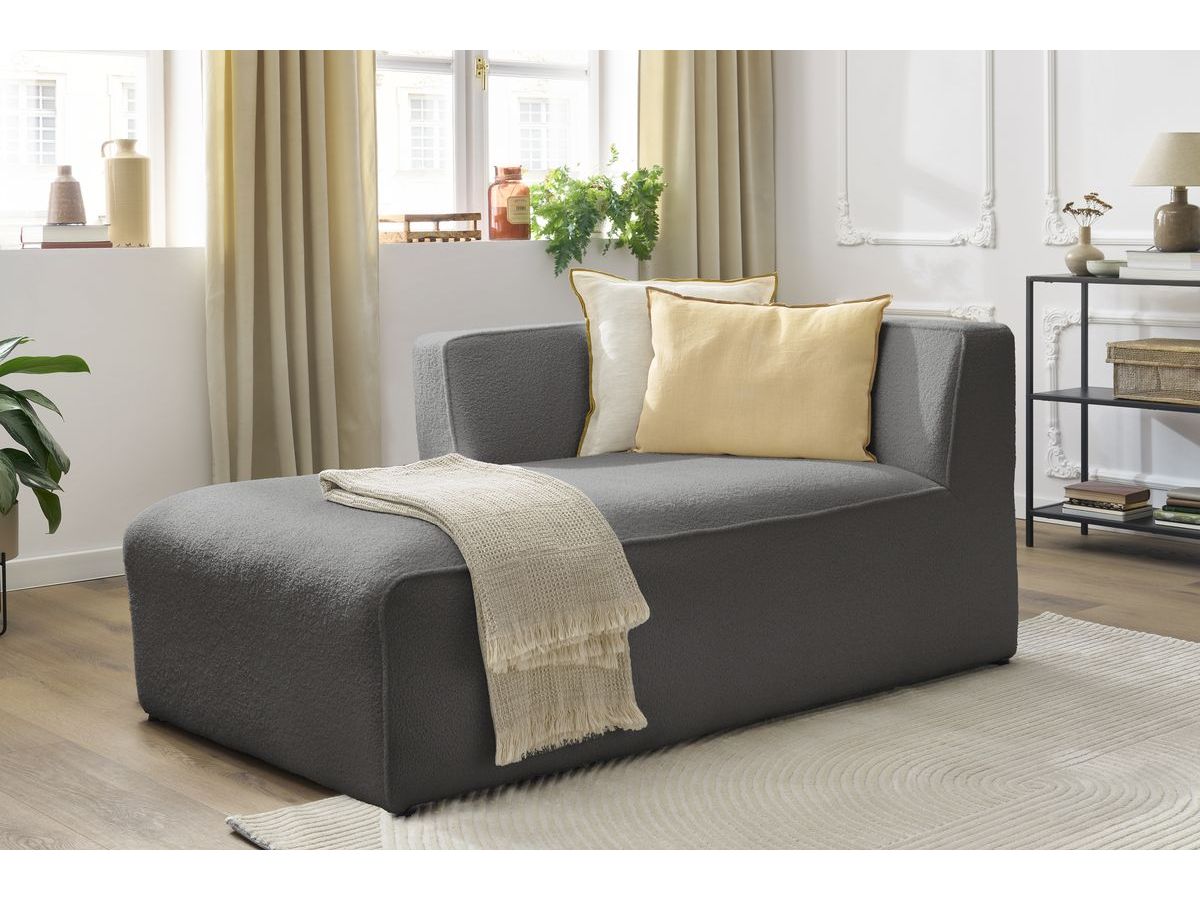 Bobochic Megeve Méridienne-Modul Bouclé-Stoff Dunkelgrau Ecke links