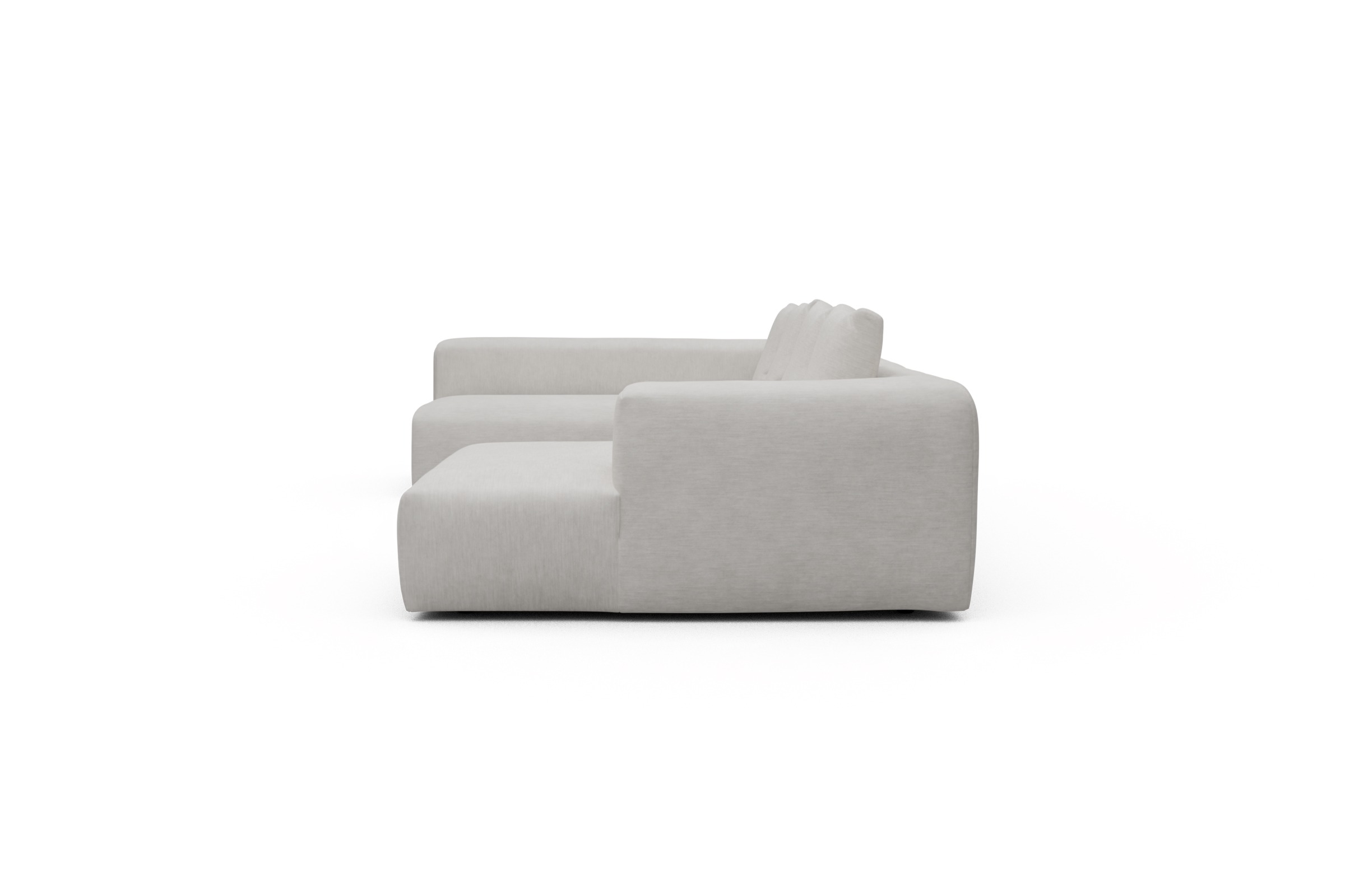 Wohnlandschaft Fred Chaiselongue rechts mit 2-Sitzer und lange Armlehne links Vivus-Dusty-Off-White