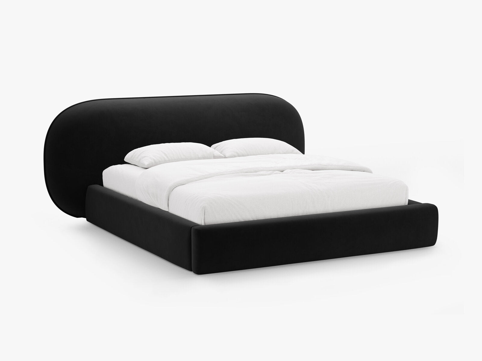 Micadoni Stauraumbett mit Kopfteil Ovalo Samt Magic Velvet Schwarz 140x200
