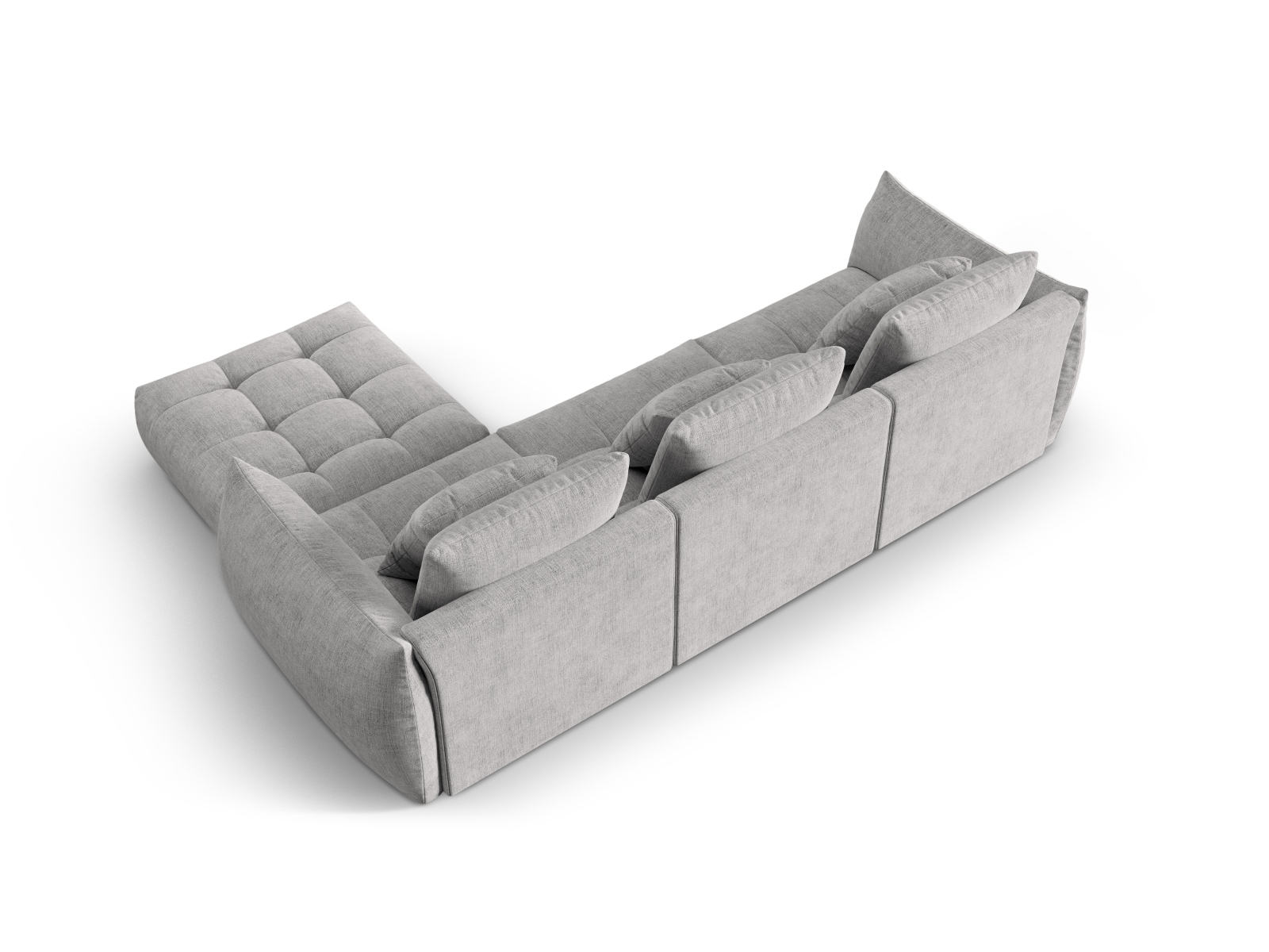 Micadoni Ecksofa Bloom 2-Sitzer Strukturierter Stoff Silber