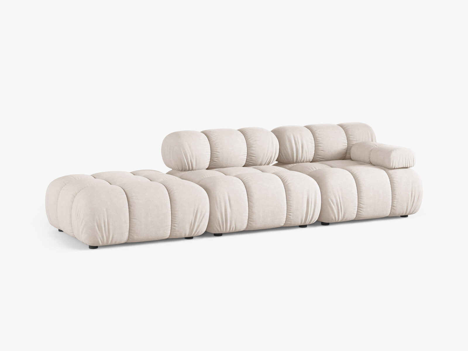Micadoni Modulares Sofa Bellis 4-Sitzer Links Strukturierter Stoff Liberty Beige